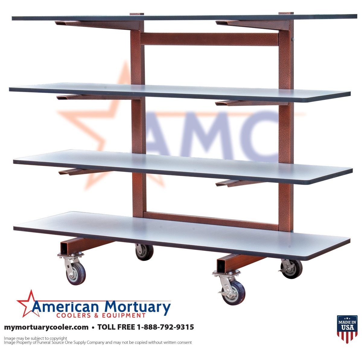 Premium 4 - Tier Cantilever Mortuary Storage Rack - American Mortuary Coolers & Equipments Premium 4 - Tier Cantilever Mortuary Storage Rack - American Mortuary Coolers & Equipments